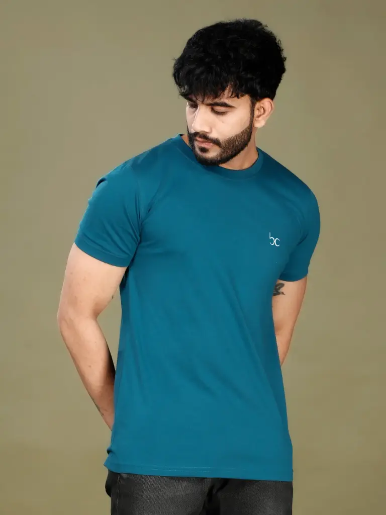 BLUE ROUND NECK PLAIN T-SHIRT